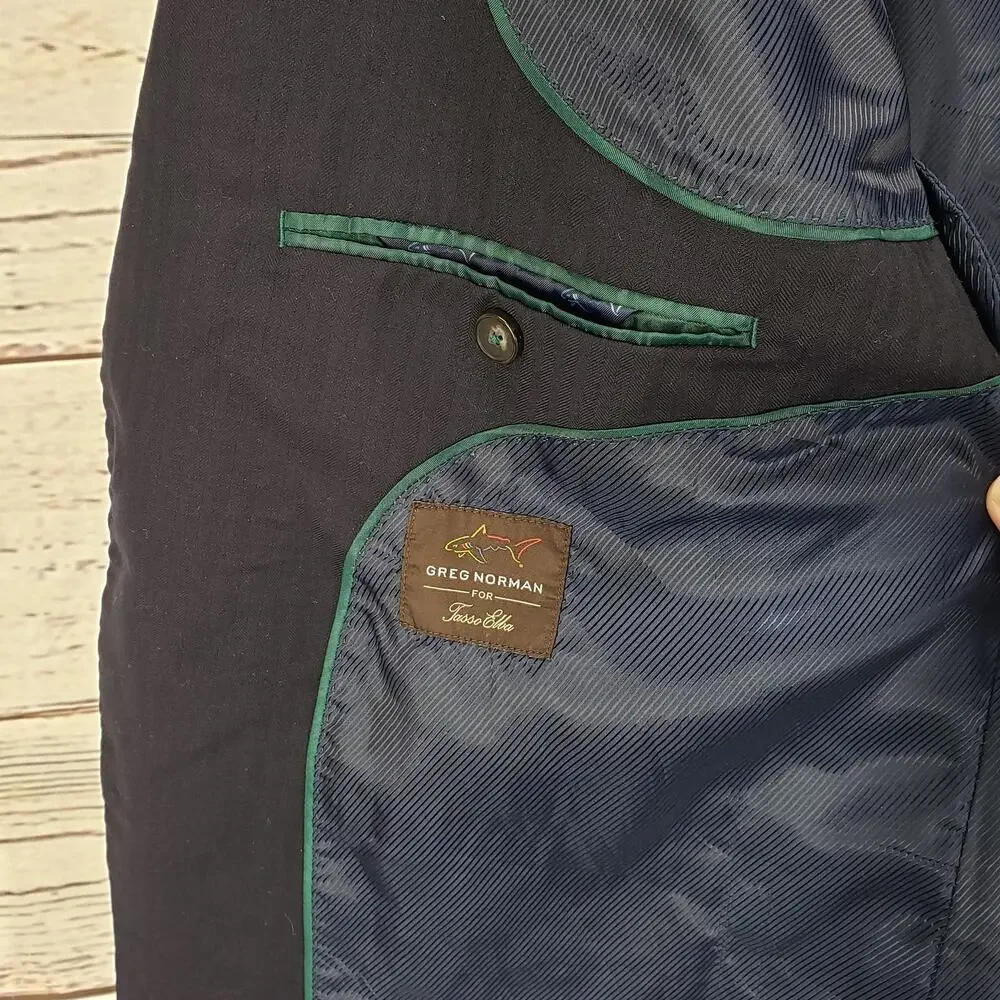 Greg Norman for Tasso Elba Men's Blue 100%Wool Sportscoat Blazer Size 48R